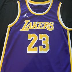 XXL Authentic Jordan Brand #23 Lebron James Laker Jersey 