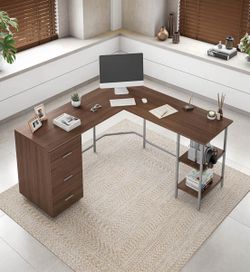 Techni Mobili L-Shaped Desk RTA-739DL-WAL