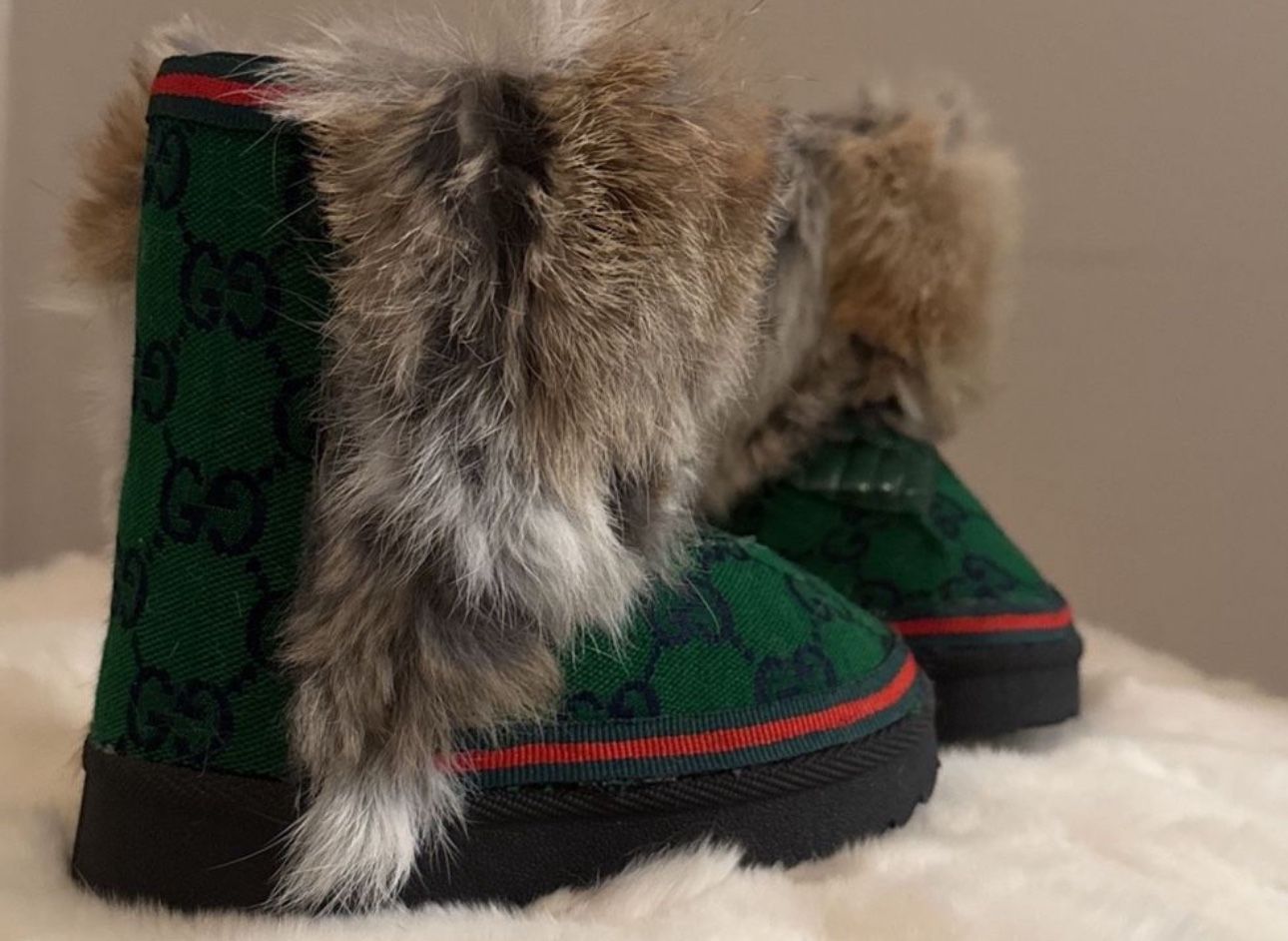 🍀🤎 Little Kids Custom Snow Boots Gucci Print
