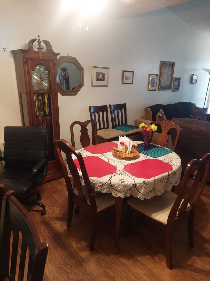 Grandfather Clock And Dining Room Set