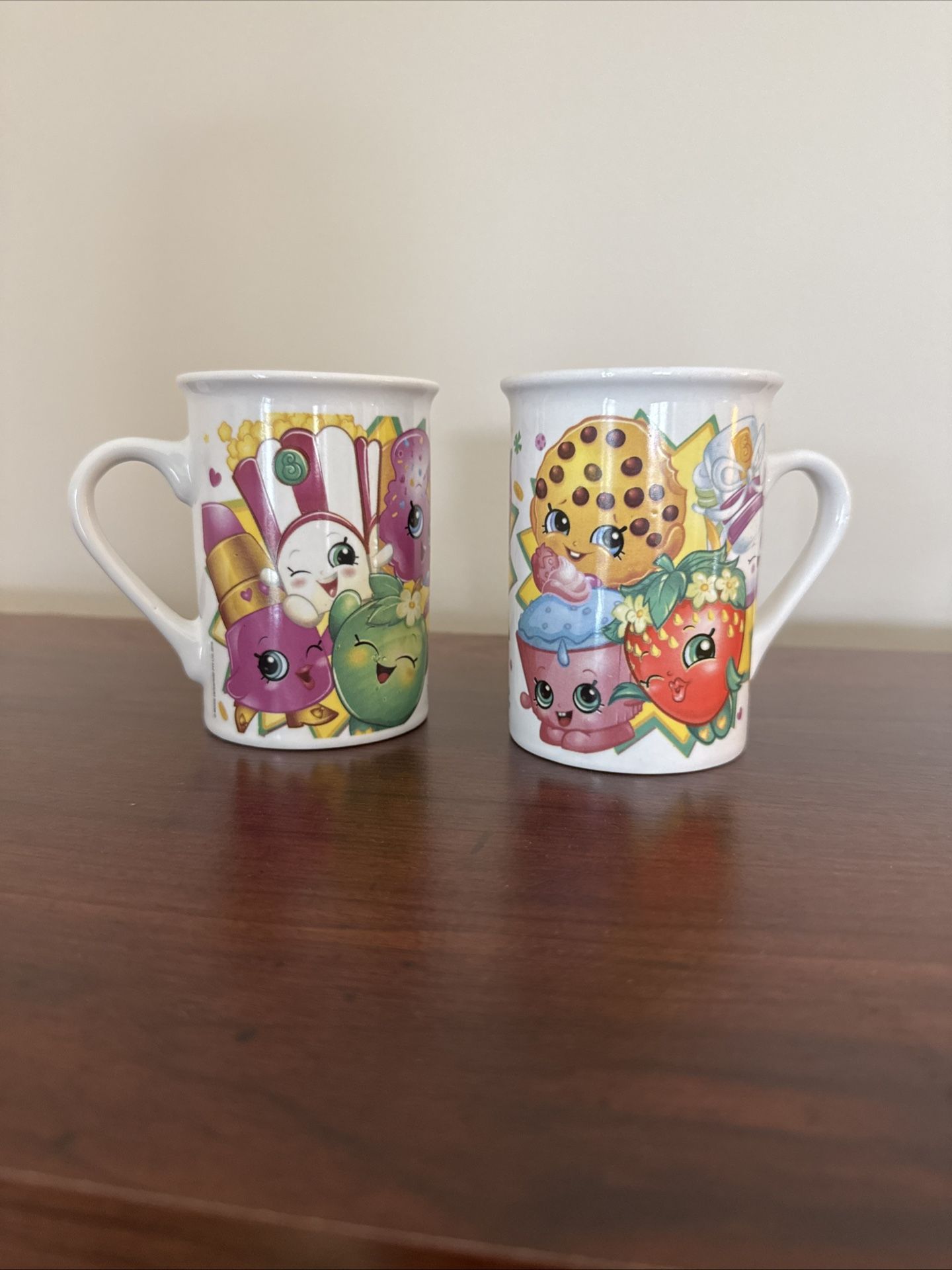 Two 2016 Shopkins 10 Oz. White Ceramic Coffee Mug Cup by Frankford Candy LLC
