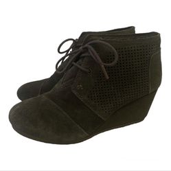 TOMS perforated suede wedge booties (Size 8)