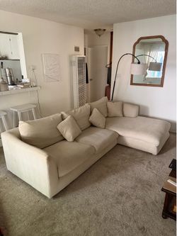 Cream L- Sectional Couch | 110 inch