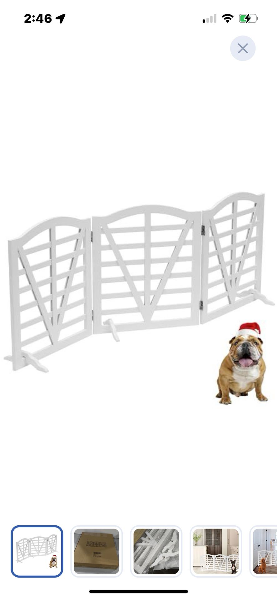 New 3 Panel Wood Dog/Pet Gate(freestanding W/feet)foldable (24”H X3ft Long)retail$89