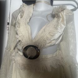 Luxxel sexy flowy dress zimmerman style lace belt new crochet y2k cutout fringe