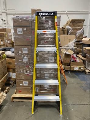 New Ladder,6-Foot Fiberglass Step Ladder with Multi-Functional Top,300-Pound Load Capacity,for Stair