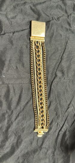 Vintage Bracelet signed Reinad NYC gold Tone Heavy Multi Chain sz 7.5....n261