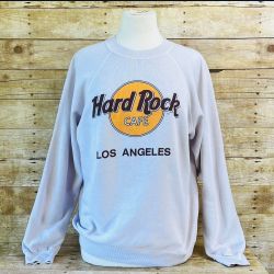 Vintage Hard Rock Cafe Los Angeles Sweatshirt Size Large Hanes Beige