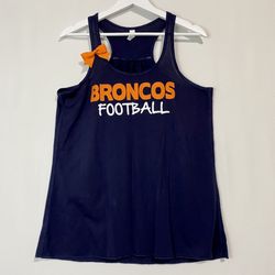 Ruffles With Love Women’s Denver Broncos Racerback Tank Top Navy Blue Size Large