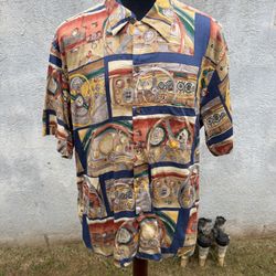 PreOwned Reyn Spooner Egyptian Cotton Hawaiian Print Full Button Men's XL