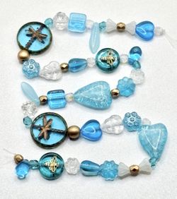 50 pcs ~ Sky Blue/White Mix of Czech Glass Beads For Jewelry Making