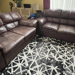 Brown Leather Sofa With Pull Out Bed 