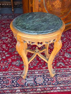 Vintage French Louis XV Style Side Table – Green Marble Top.