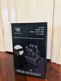 15 Pcs Kitchen Knife Set With Block Self Sharpening, Dishwasher Safe, Anti-Slip Handle
