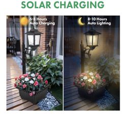 2 Solar lamp post planter