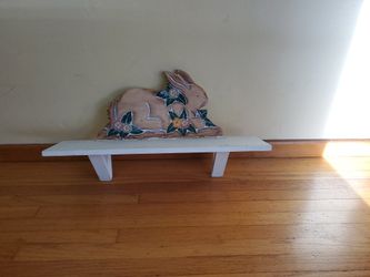 Vintage Wooden Bunny/Rabbit Floral Shelf - Nursery/Trinket Shelf 