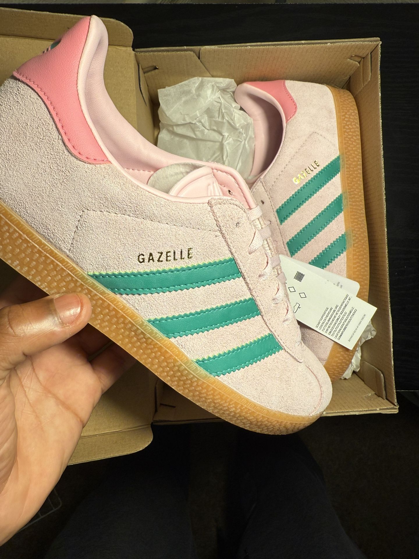 Adidas Gazelle J Sneakers – Pink/Green – Size 9 (US Women’s)
