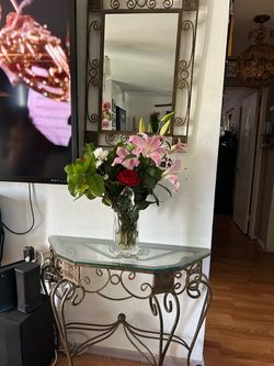 Gold Table with Glass