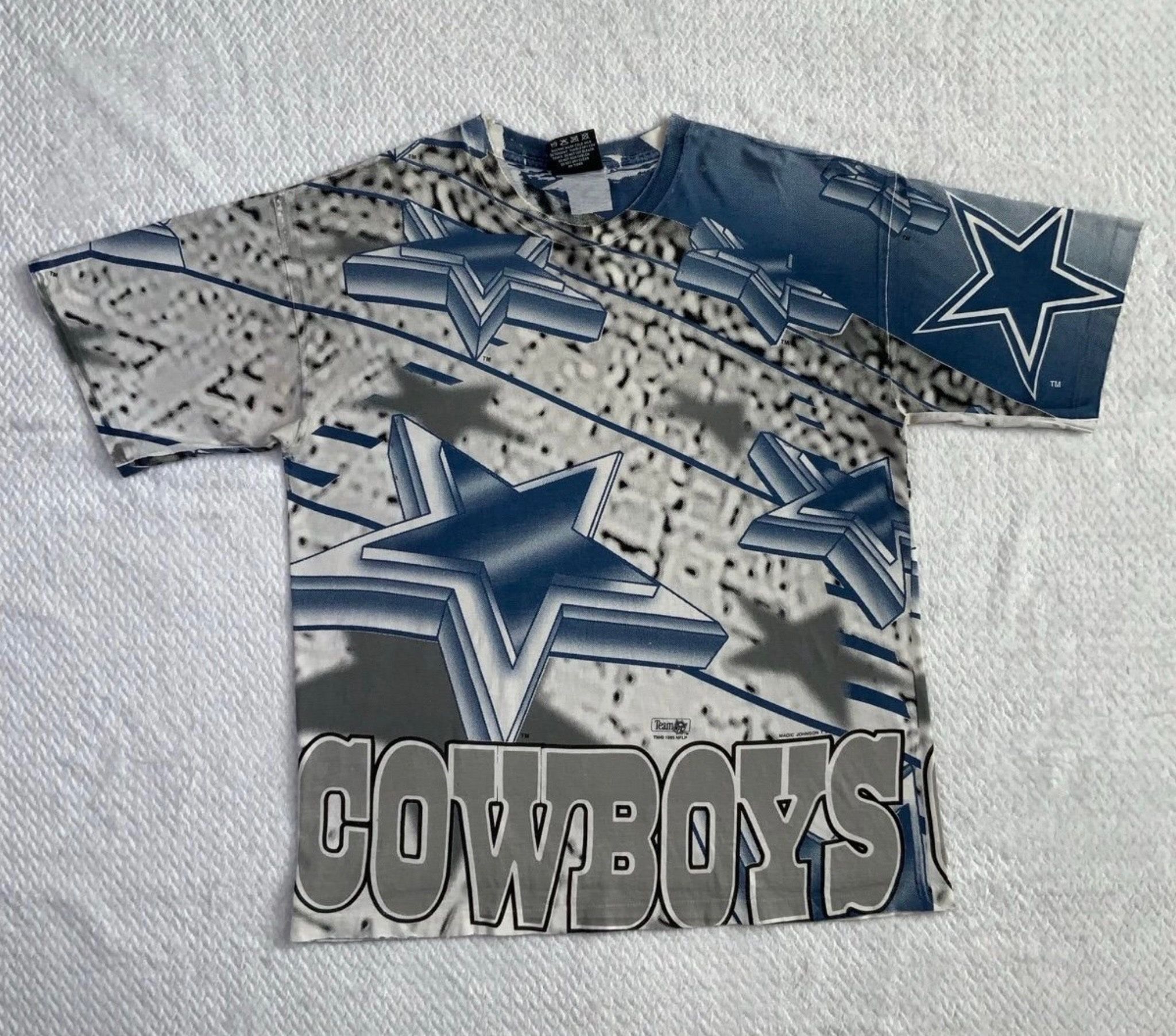 Magic Johnson T’s Vintage 90s Dallas Cowboys AOP shirt