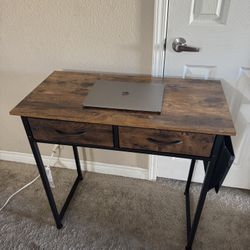 Small Brown Desk With Drawers