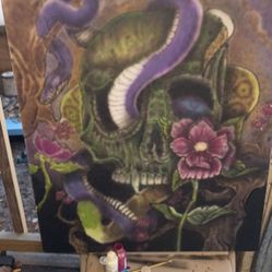 Custom Airbrushed 32x32 Canvas Painting One Of One By A Local Artist Completely Free Hand Ed 