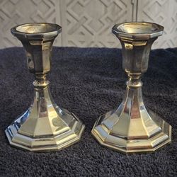 Vintage Pair Of Sheffield Silverplate Candle Stick Holders
