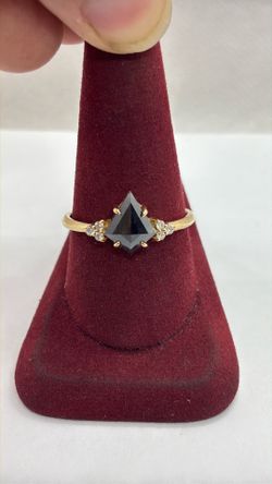 14k Natural Black Diamond Ring
