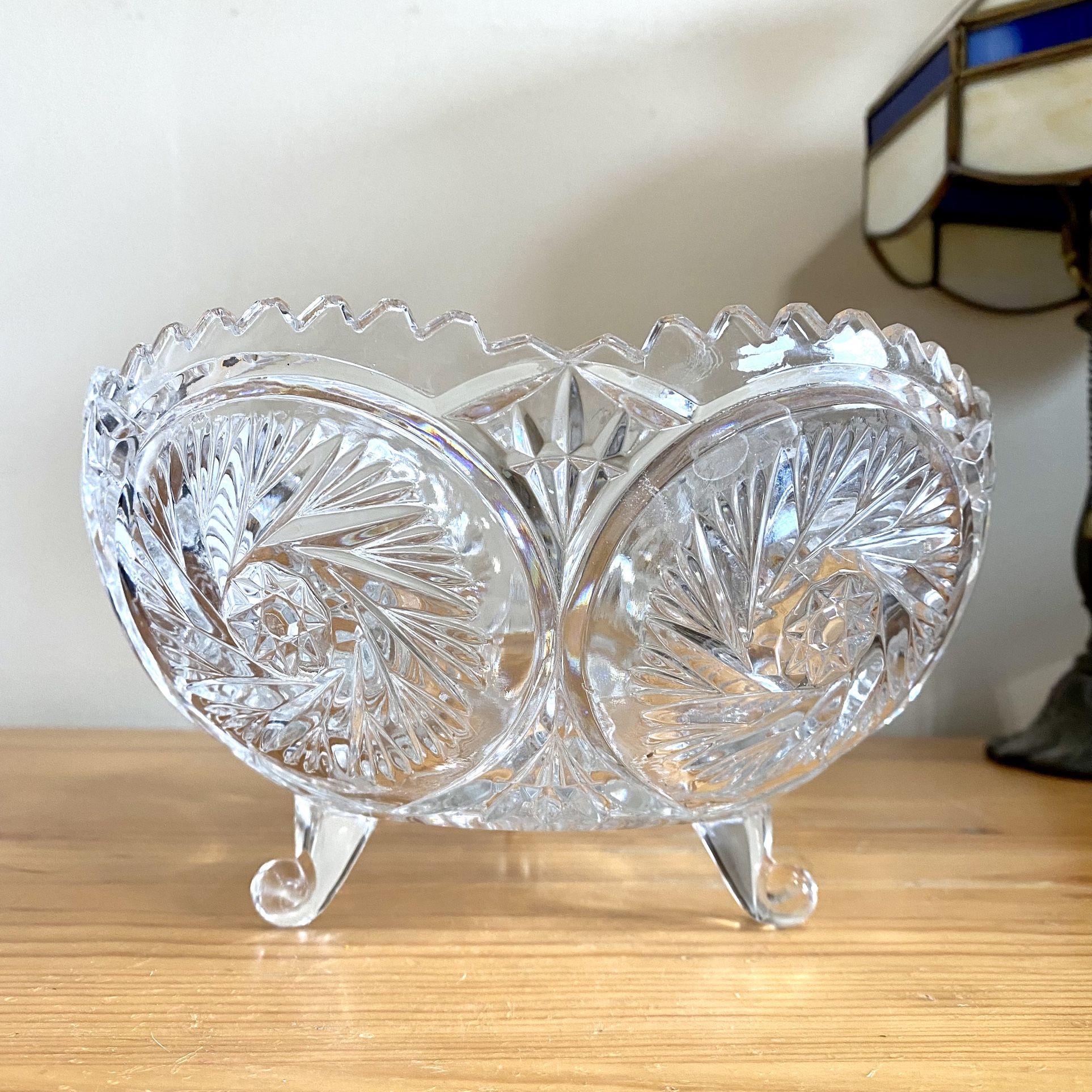 Vintage Anna Hutte Bleikristall Lead Crystal Footed Bowl Dish