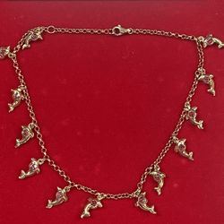 10K Solid Gold Fish 🐠  Dolphin 🐬 Anklet Bracelet