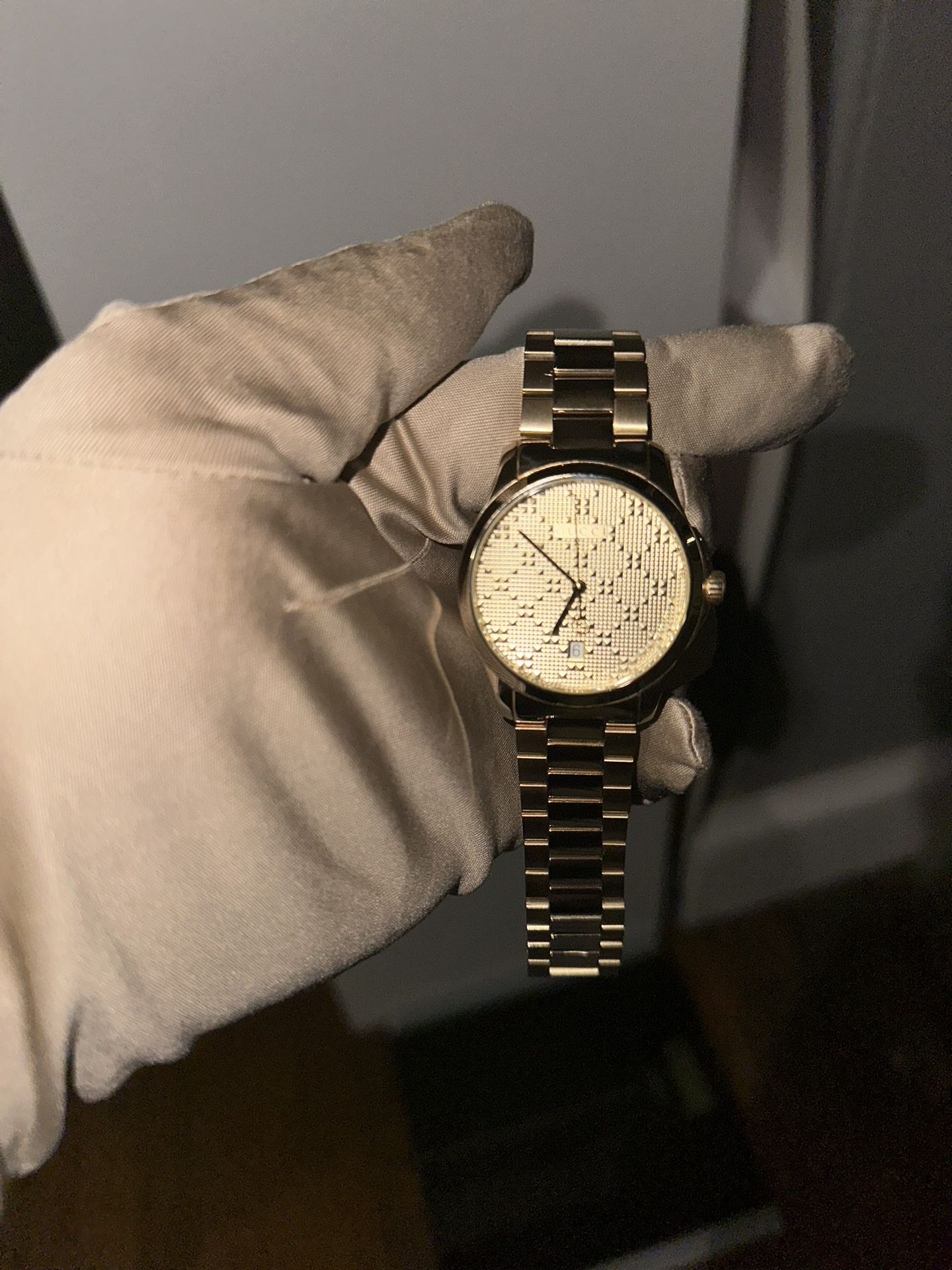 Gucci G-Timeless Yellow Gold Diamond Pattern Dial Unisex Watch YA126461A