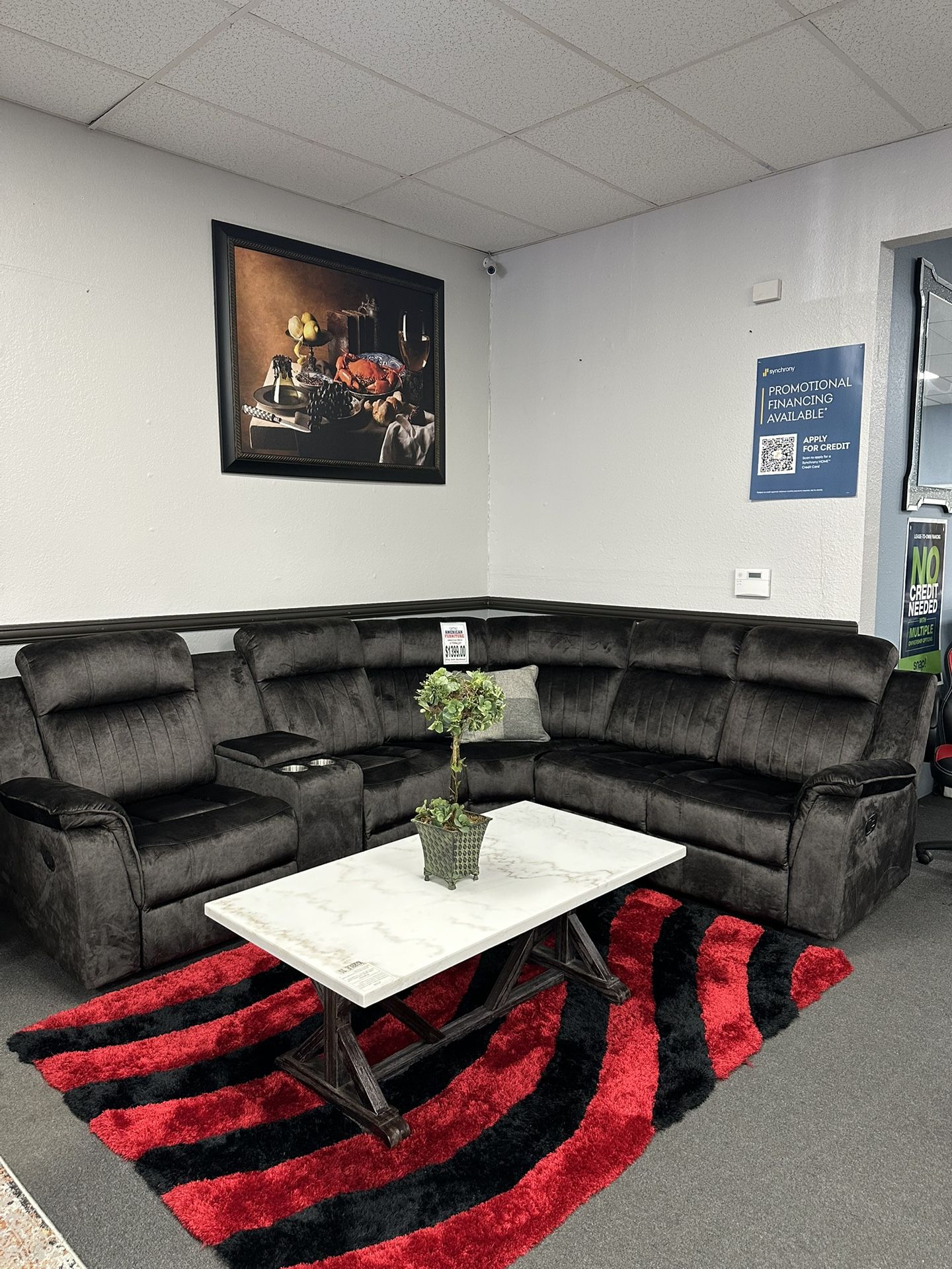 Gray Sofa Sectional 3x Recliners