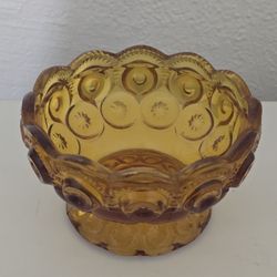 Vintage Moon And Stars Amber Glass Bowl Dish