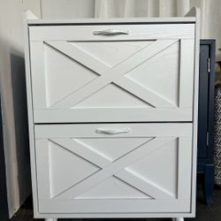 Shoe Storage Cabinet, Shoe Storage Organizer with 2 Flip-Out Drawers, Modern Two-Tier Freestanding Shoe Rack Cabinet for Entryway, Hallway, Living Roo