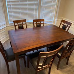 🍽️ Brand New Brown Solid Wooden 7- Piece Dining Table Set W/ Chairs | Pay After Delivery 🚚 