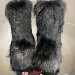 Short Vegan Fur Custom Boots Size 8 And 8.5 Ready (message True Size And Order)