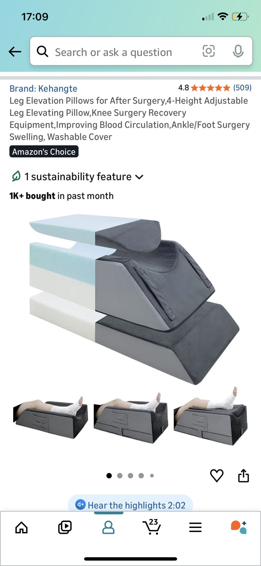 Leg elevation pillow