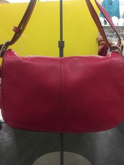 Coach red leather handbag