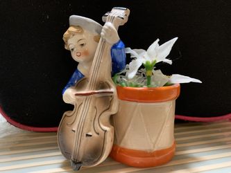 Vintage Made In Japan Porcelain Figurine Boy Playing Cello