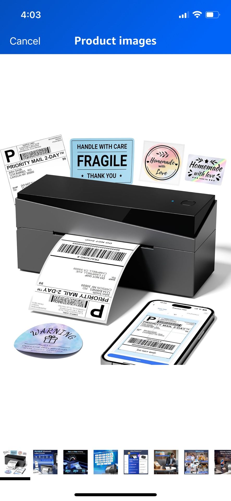 Bluetooth Shipping Label Printer 4x6, 249BT Thermal Label Printer 4x6 for Small Business