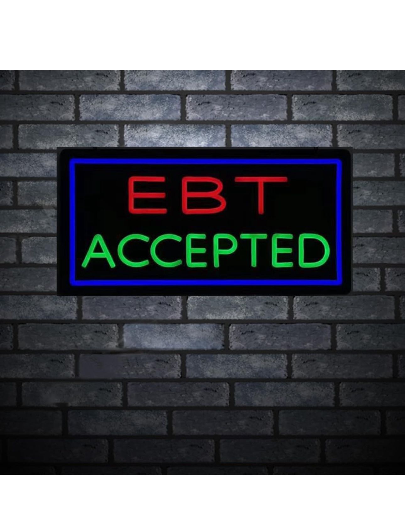 EBT Accepted Neon Sign for Wall Decor, LED Neon Sign for Food 12V Power Supply 19” x 9.5”