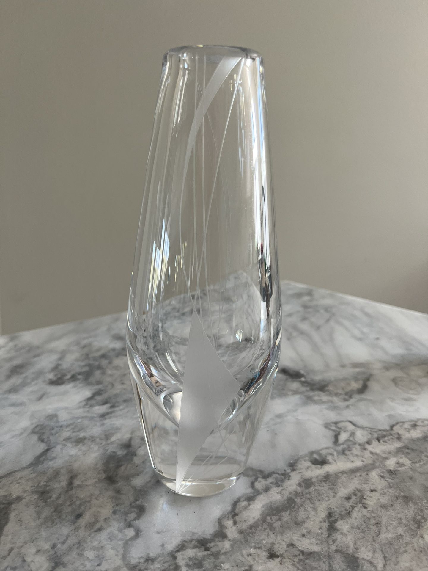 Vintage Scandinavian Midcentury Sven Palmquist Orrefors Etched Clear Art Glass Vase Signed 