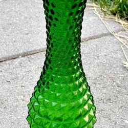 Green vintage Rossini Empoli vase diamond point hobnail Vase