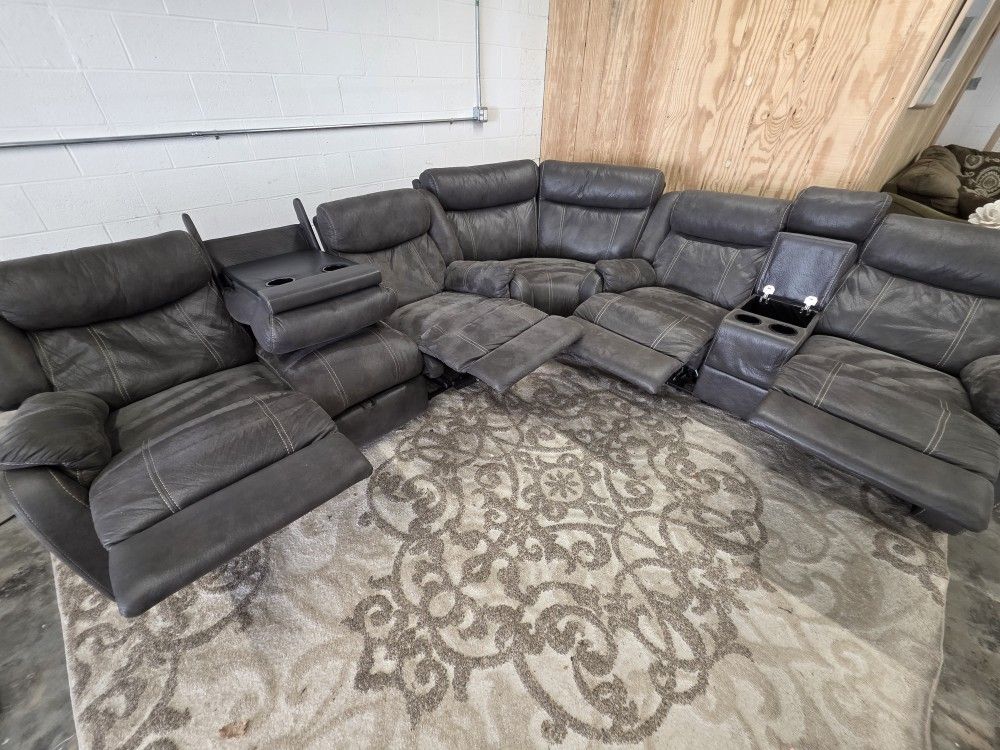 Gray Microfiber Reclining sectional