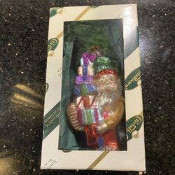 Vintage Christborn Germany Santa Claus Handcrafted Glass Ornament