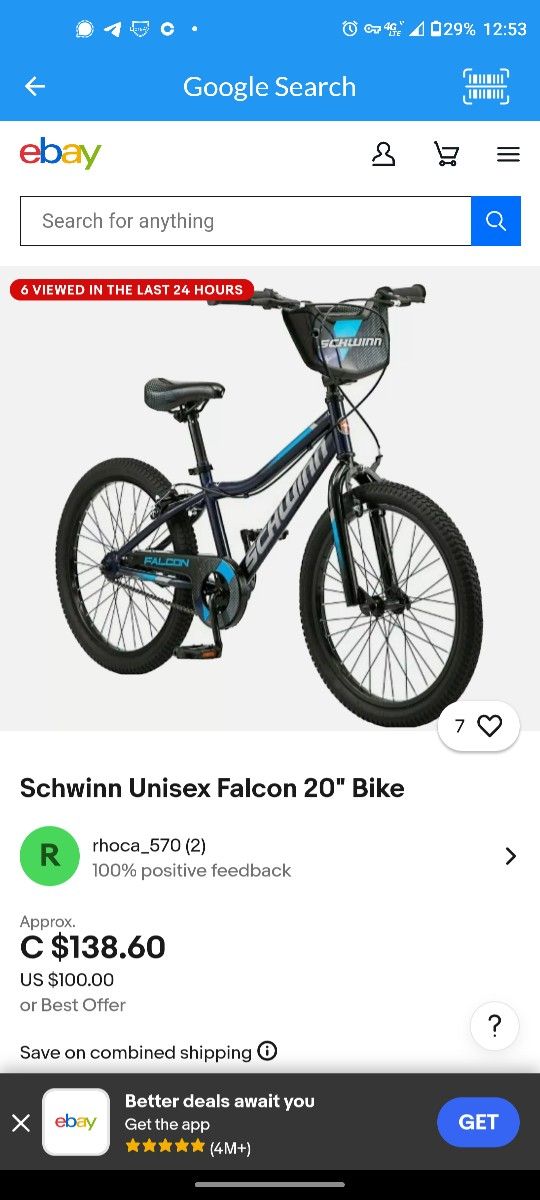 Schwinn falcon 20 kids bike blue