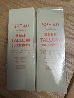 2 Pack Beef Tallow Sunscreen SPF 40  for Face and Body Non Greasy  (New)
