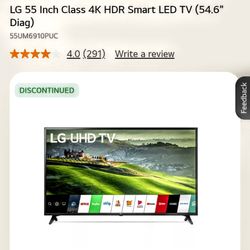 LG 55 Inch  Web OS 4K HDR   TV