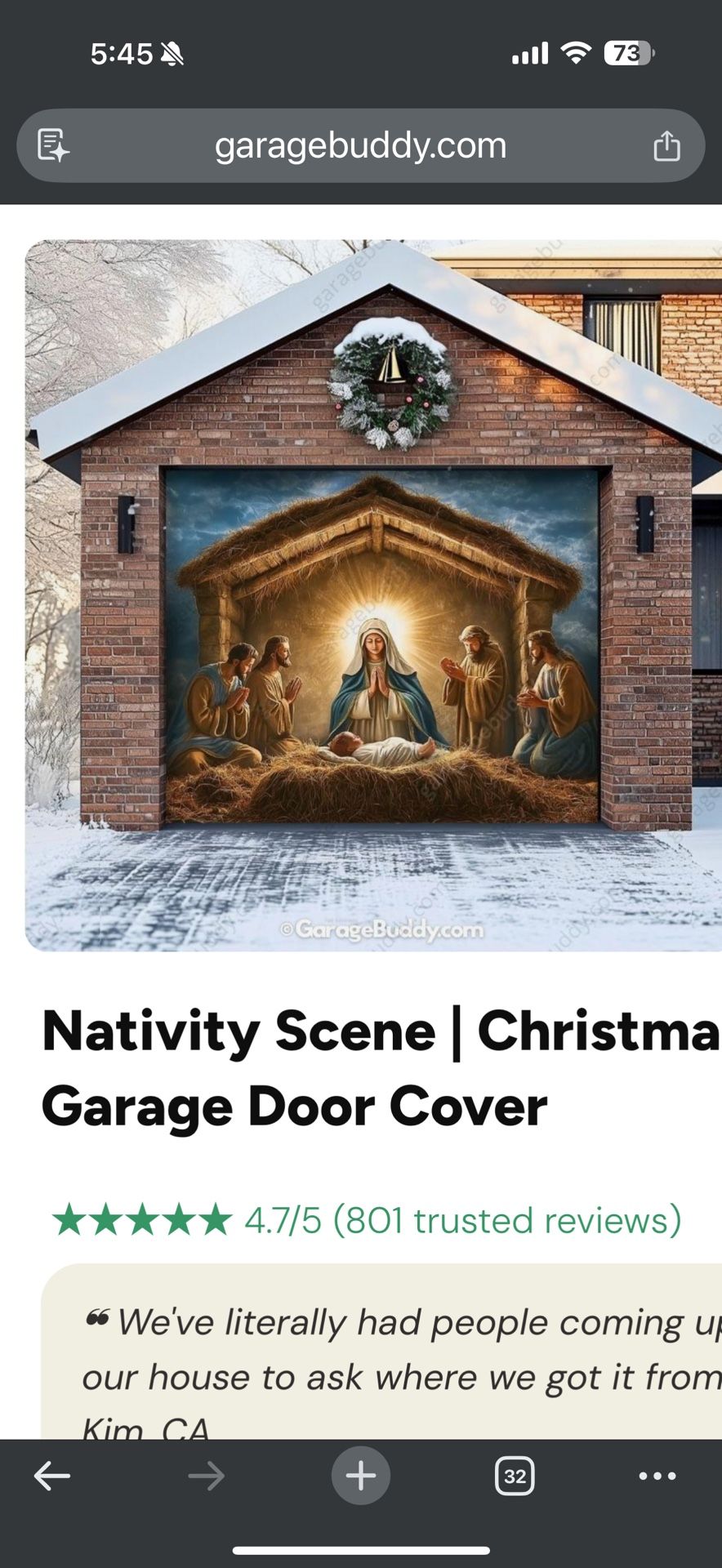 Garage Door Cover- Nativity Scene - Christmas 