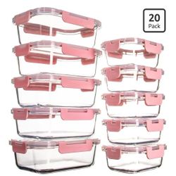 20-Piece Glass Food Storage Set – Leakproof & Airtight