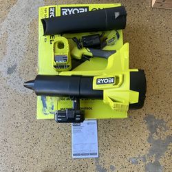 RYOBI ONE+ 18V 100 MPH 350 CFM Cordless Battery Variable Speed Jet Fan Leaf Blower with 4.0 Ah Battery and Charger